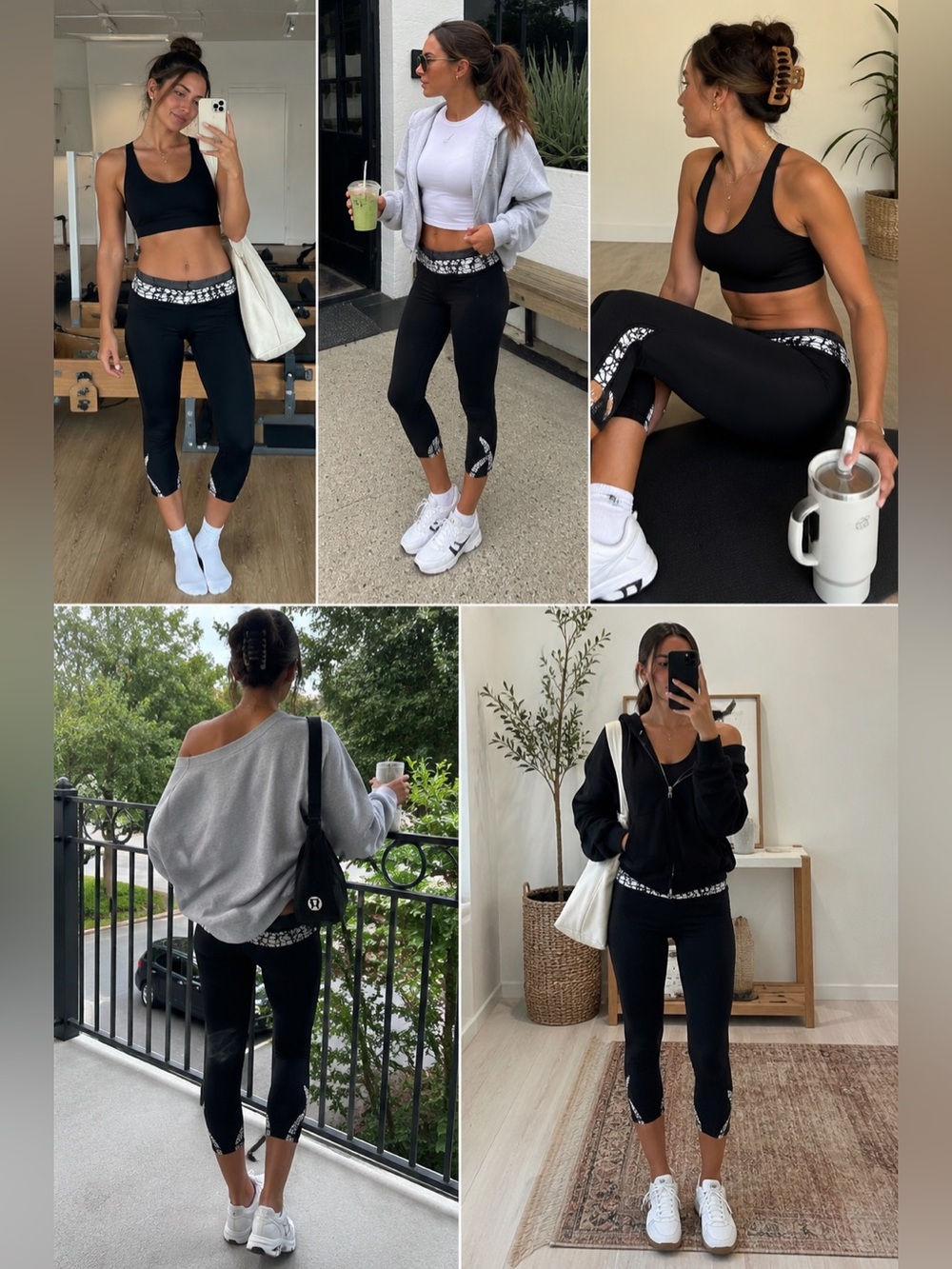 Lululemon Run Inspire Crop II Leggings Size 4 Black White Gray